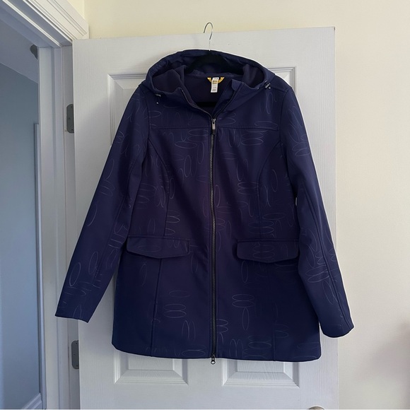 Size XL LOLE EZRA Maritime North Wind Blue Printed Fleece Lined Hooded Jacket - Picture 1 of 4